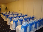 Ivory Chair Cover Blue Organza Sash